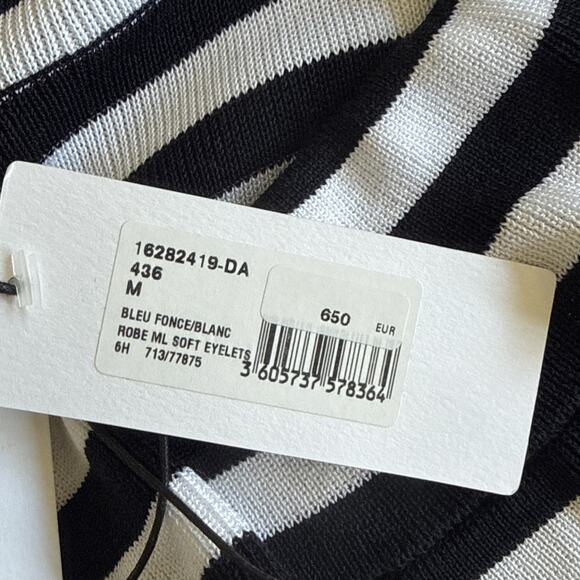 $755🔥Sonia Rykiel Paris Striped Dress Size M Long Sleeve Knee Length NWT - Picture 9 of 10